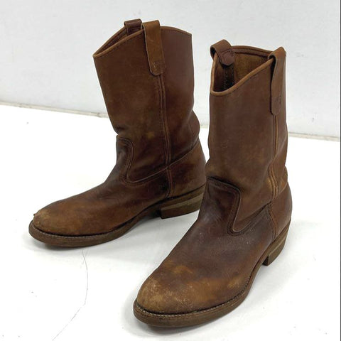 Vintage Red Wing 1155 Brown Leather Pecos Roper Work Boots USA Made Size 8 E