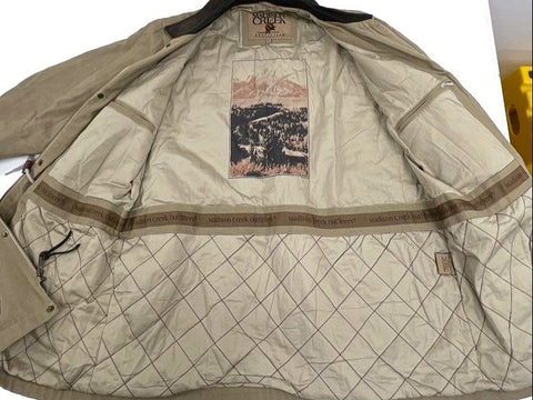 Madison Creek Outfitters Men's Tan Canvas Barn Coat Leather Collar Jacket Size M