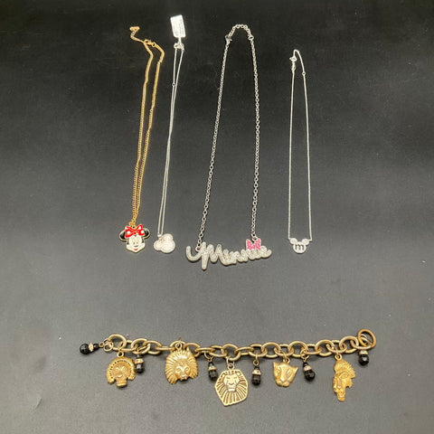Disney Jewelry Lot 18pc Minnie Mouse Stitch Lion King Frozen Necklaces Bracelet