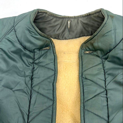 Vintage Military Green Sherpa Lined Quilted Bomber Jacket Liner Men's Small