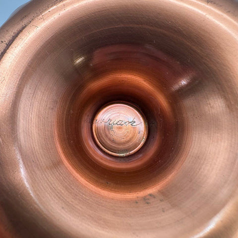 Mid Century Copper Scalloped Edge Footed Bowl Vintage Signed Studio Craft