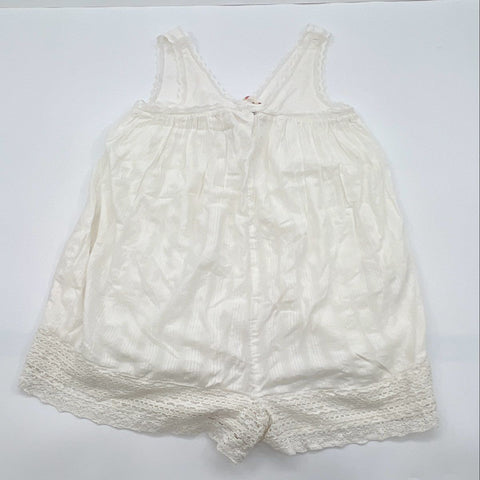 Free People Women's Clean Ivory Lace Trim Tie Back Romper NWT Sz S