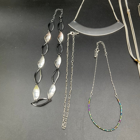 Anne Klein & Modern Fashion Jewelry Lot 15 Necklaces Silver Gunmetal Pendants