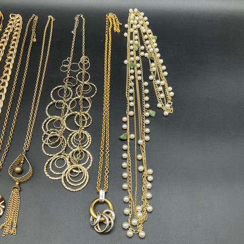 Coach & Baer SF Fashion Jewelry Necklaces Lot 8 Gold Silver Tone Tassel Pendants