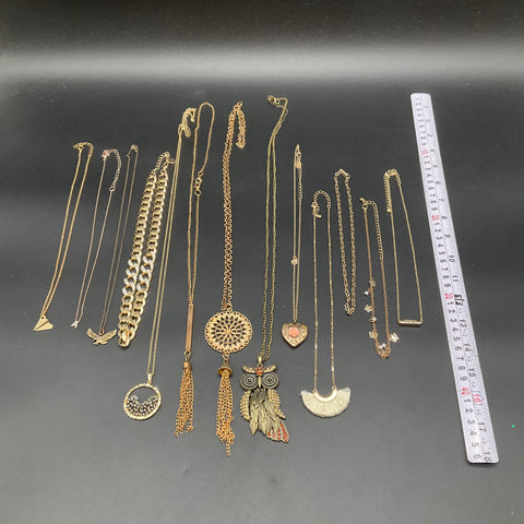 Modern Fashion Jewelry Lot of 12 Gold Tone Silver Tone Owl Tassel Necklaces
