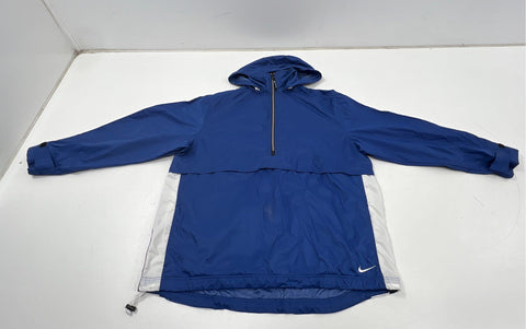 Vintage 90s Nike Hooded Anorak Windbreaker Blue White Half-Zip Jacket Sz XL