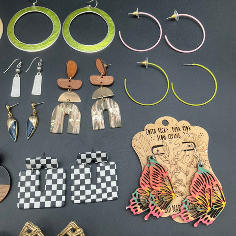 Mixed Fashion Earrings Jewelry Lot 20 Pairs Pierced Geometric Acrylic Boho