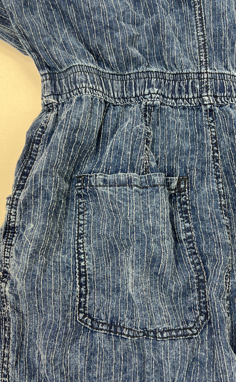 We The Free Marci Hickory Stripe Denim Button Front Jumpsuit Women's S