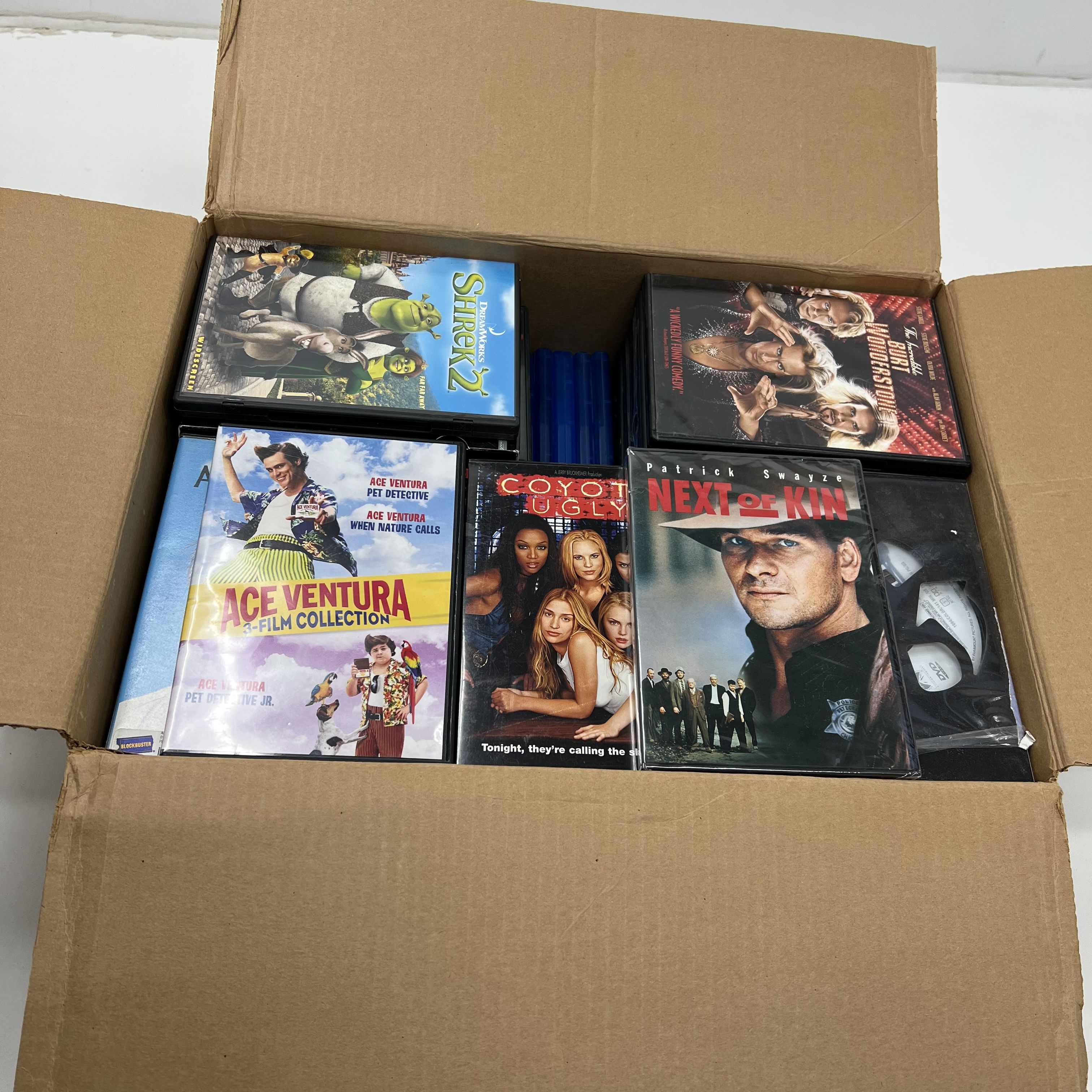 20LBS+ Box Assorted DVD Shrek Coyote Ugly Evan Almighty Others 18.5x13x10.5
