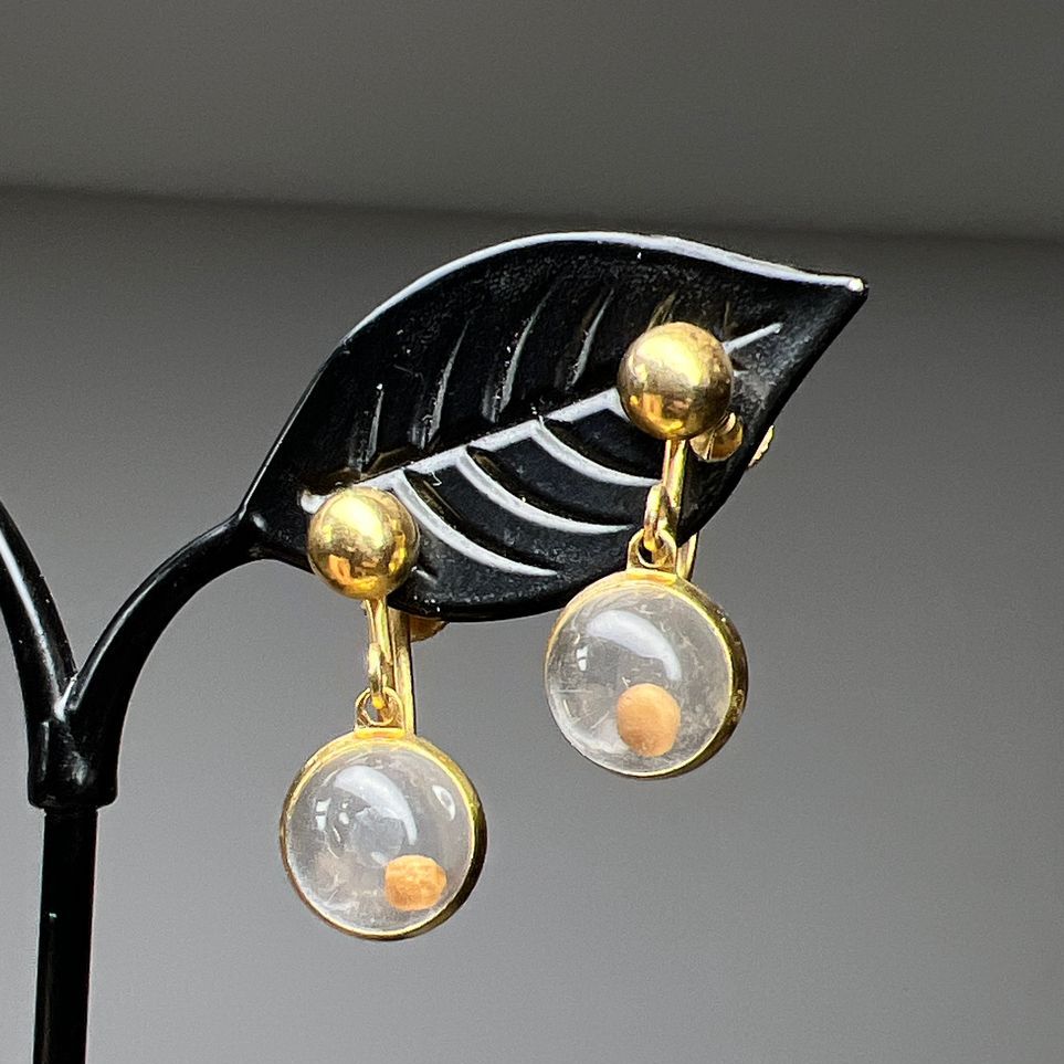 Mustard Seed Dangle Screw Back Earrings