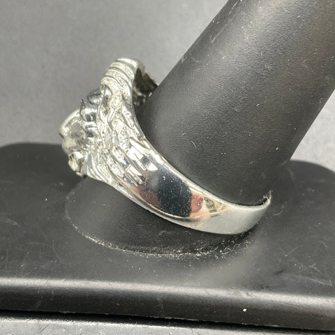 Silver Tone Men's Lion Head Statement Ring Size 13.5