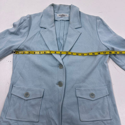 Amina Rubinacci Women's Light Blue Cotton Linen Knit Blazer Jacket Sz 44