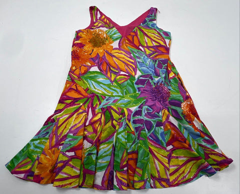 Lauren Ralph Lauren Women's Dress Multicolor Floral Tropical Pleated Sz 12P