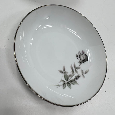 Noritake Janette 6604 10 Piece Fruit Dessert Bowl Set Platinum Trim Vintage