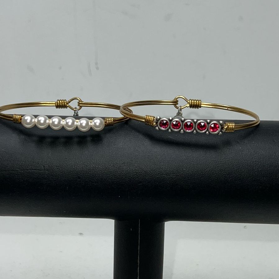 2 L+D Embrace the Journey Faux Pearl & Rhinestone Bracelets