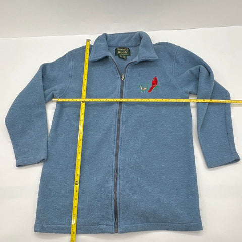 Vintage 90s Scandia Woods Cardinal Bird Embroidered Fleece Jacket Sz M