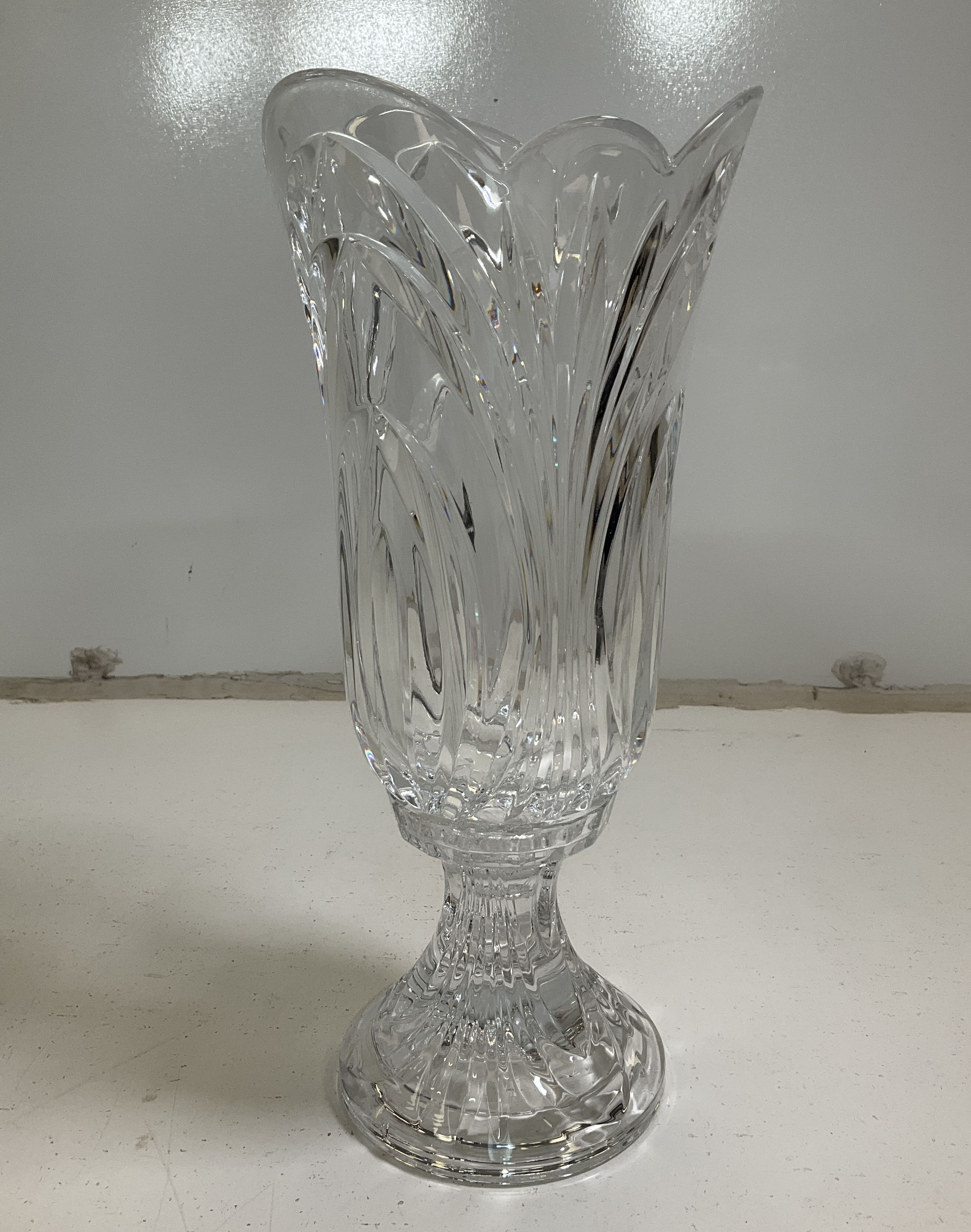 Imperial Crystal 24% Lead Hurricane Candle Holder Set 2 Mismatched Patterns
