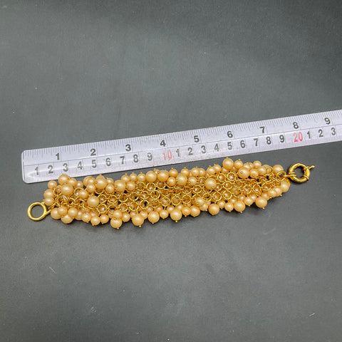 J. Crew Pearl Garden Cha Cha Shakey Bracelet Gold Tone Faux Pearls 8"