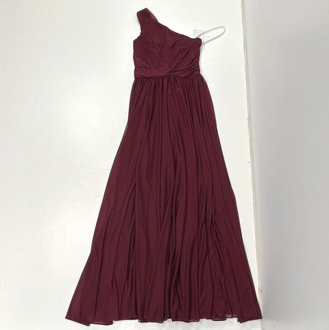 Davids Bridal NWT Wine One Shoulder Ruched Bridesmaid Gown Dress Womens Size 6