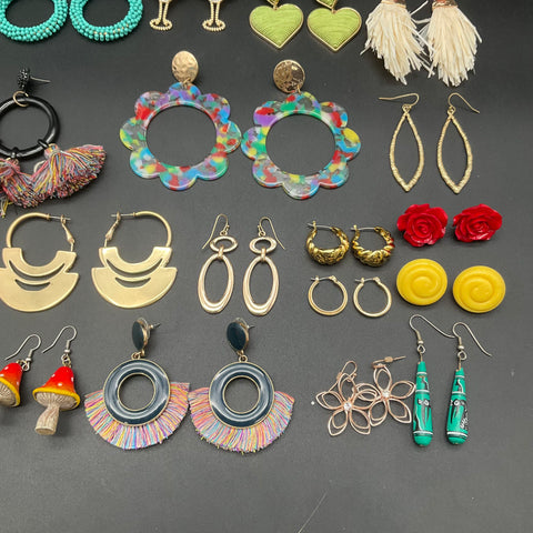Statement Boho Beaded Fashion Earring Lot of 25+ Pairs Vintage to Modern Styles