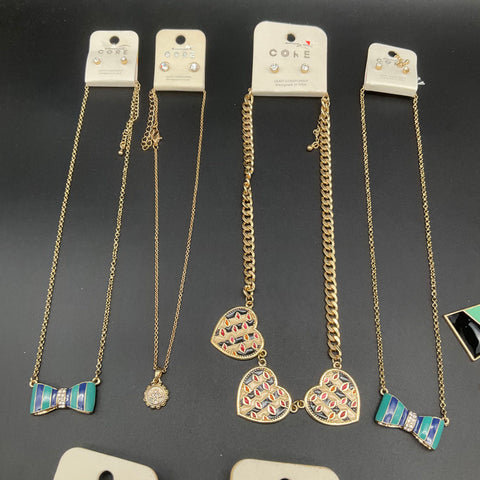 Core Jewelry Lot of 11 Necklace Earring Sets Modern Geometric Enamel Gold Tone