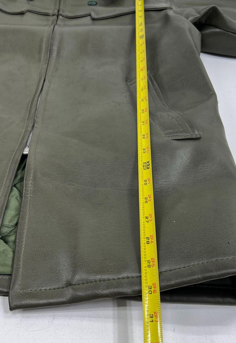 Vintage 70s Bolta Flex 400 Faux Leather Sherpa Lined Car Coat Jacket Sz L