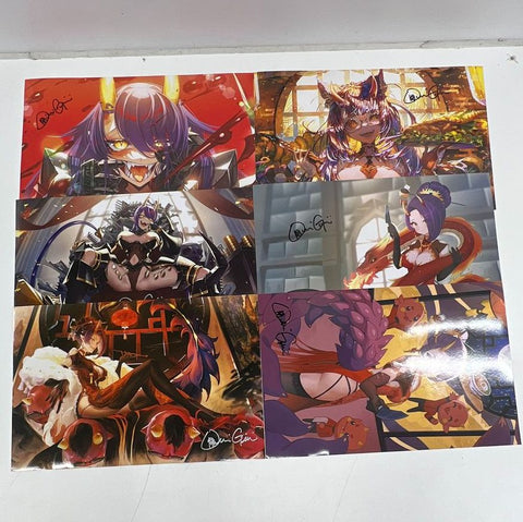 Signed OniGirl Art Print Lot 8pcs Anime Manga Style Oni Girls Contemporary