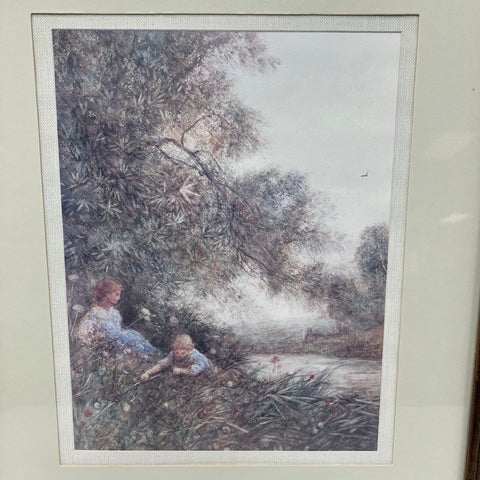 Gloria Vanderbilt Lot 2 Framed Art Prints 16.5x13.5 Romantic Genre Scenes Signed