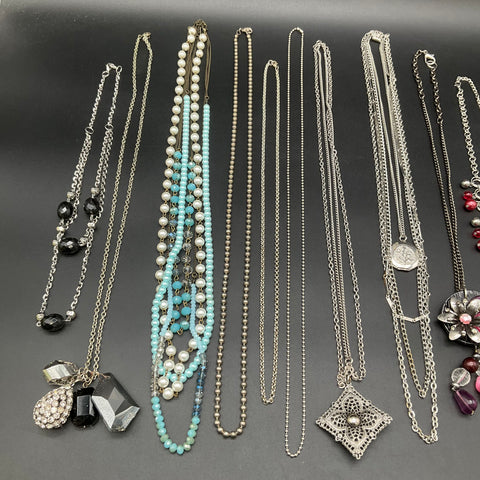 Vintage to Modern Costume Jewelry Lot 1.2 Lbs 11 Necklaces Faux Pearl Beaded