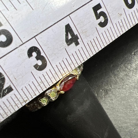 Vintage Espo 18KTGE Gold Electroplate Garnet Marquise Ring Sz 7