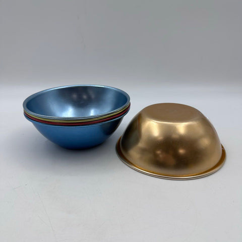 Vintage Anodized Aluminum Nesting Bowls Multi-Color Set 4 Piece 7 Inch