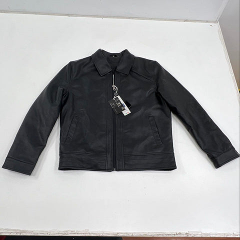 BV Clothing Men's Black Faux Leather Jacket Full Zip Size M NWT COA