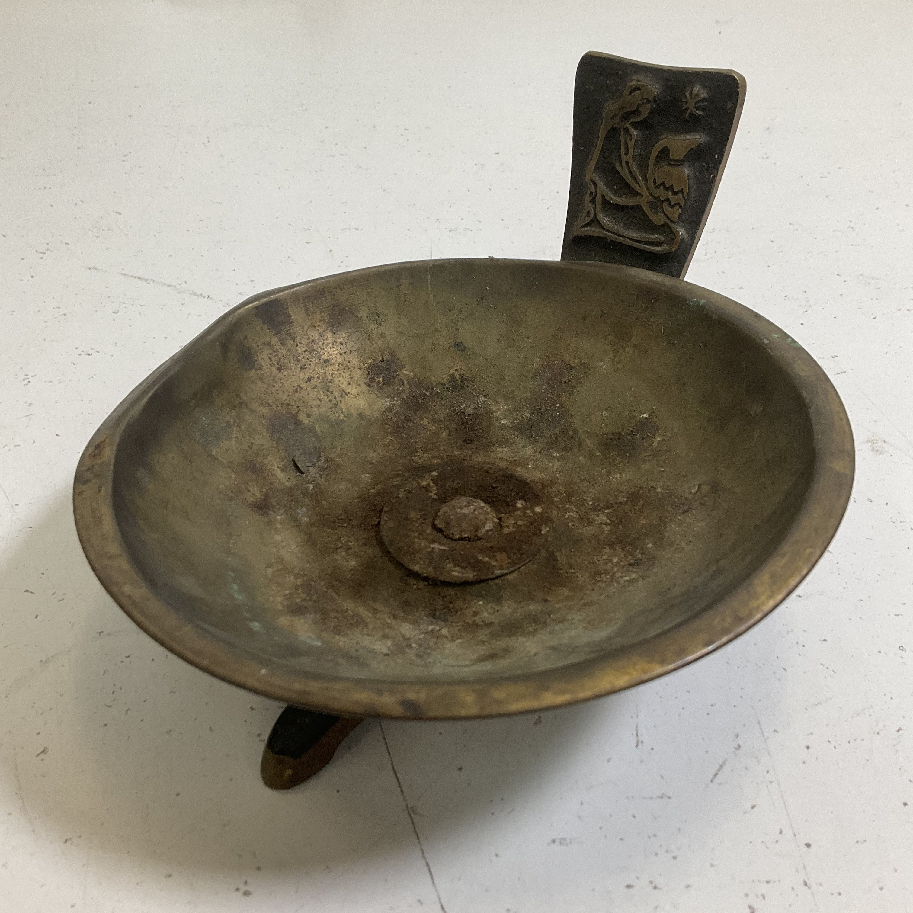 Yaya Jerusalem Brass Incense Burner Holder Angel Motif Vintage
