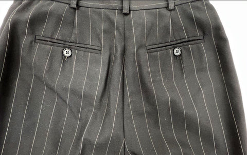 Lauren Ralph Lauren Women's Black Pinstripe Wool Slacks Pleated Pants Sz 4