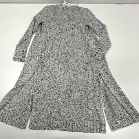 White House Black Market Women's Gray Sequin Duster Cardigan Sweater Sz M NWT