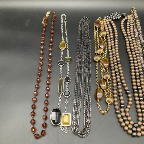 Vintage to Modern Costume Jewelry Necklace Lot 2.1 Lbs 8pc Statement Beaded