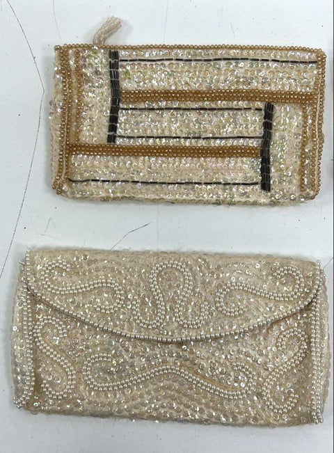 Vintage Mid Century Beaded Sequin Satin Evening Clutch Handbag Lot of 4