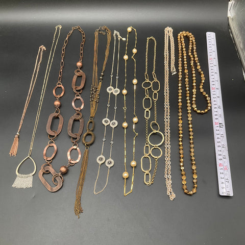 Fashion Jewelry Lot 9 Necklaces Gold Silver Tone Statement Tassel Faux Pearl