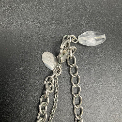 White House Black Market WHBM Silver Tone Necklace Lot of 2 Multi-Strand Beads