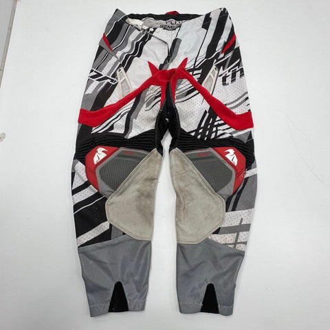 Thor Mens Flux Semi Vented Motocross Pants Black Red Graphic Dirt Bike MX Sz 28