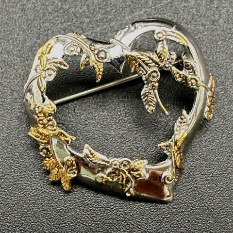 Vintage to Modern Costume Jewelry Lot of 7 Brooches Rhinestone Hearts Rose Crown