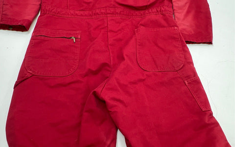 Vintage 80s Berco Quilt Lined Insulated Work Coveralls Red Sz L Regular