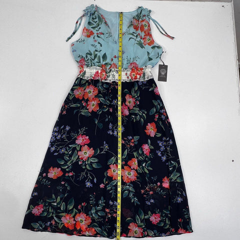 Vince Camuto Women's Blue Floral Sleeveless Smocked Chiffon Dress Sz 10 NWT