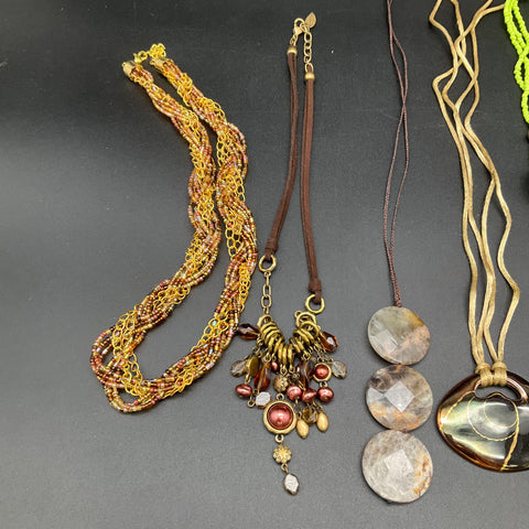 Boho Statement Necklace Lot of 10 Coldwater Creek Roost Beaded Stone Artisan
