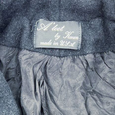 Vintage 90s A'leet by Karen Women's Black Wool Blend Shawl Collar Long Coat