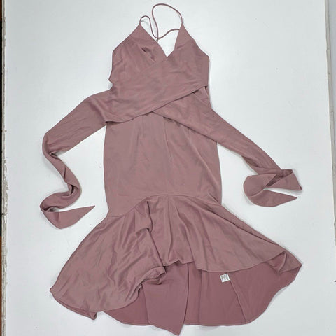 Gianni Bini Women's Melinda Dress Dusty Rose Halter Ruffle High Low NWT Sz M