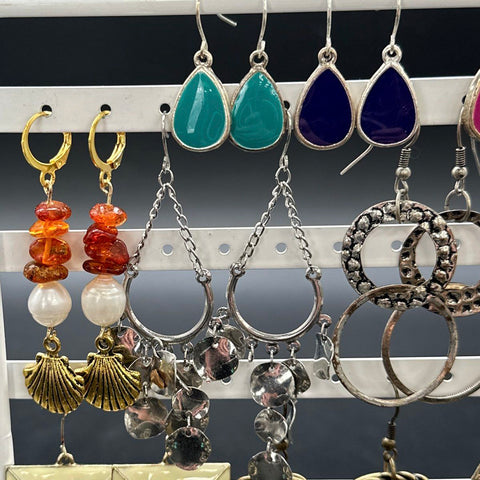 Wearable Jewelry Lot 35+ Pairs Earrings Hoops Dangles Studs Boho Retro Styles