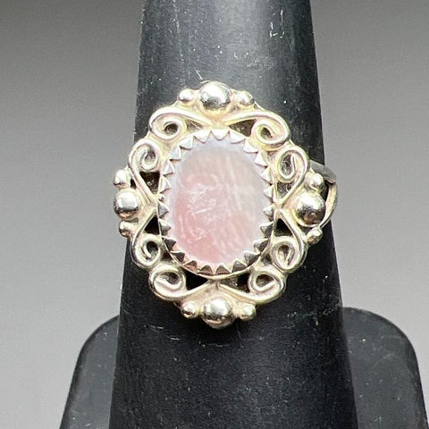Sterling Silver Filigree Abalone Ring Size 5.5 2.94g