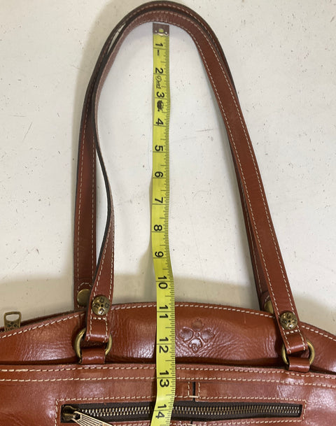 Patricia Nash Brown Leather Tote Shoulder Bag Brass Hardware