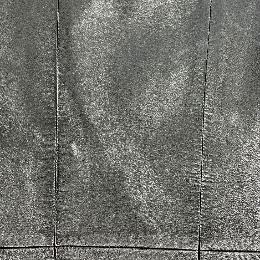 VTG Y2K Women's Merona Black Genuine Leather Coat Jacket Button Up - Size XL